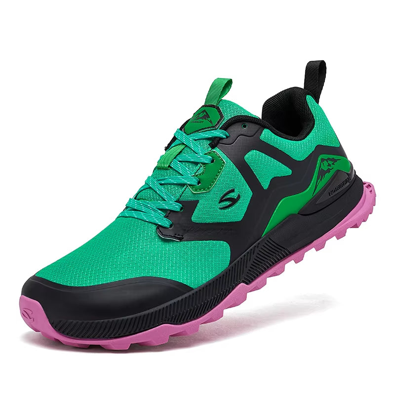 Unisex Hiking Sneakers Lace-Up Walking Shoes Outdoor Travel Artificial Leather Sneakers