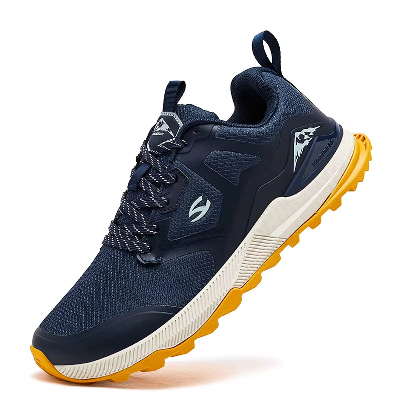 Unisex Hiking Sneakers Lace-Up Walking Shoes Outdoor Travel Artificial Leather Sneakers