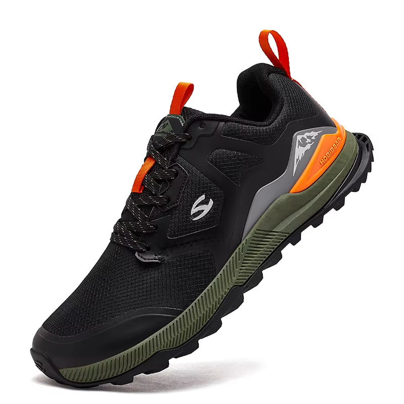 Unisex Hiking Sneakers Lace-Up Walking Shoes Outdoor Travel Artificial Leather Sneakers