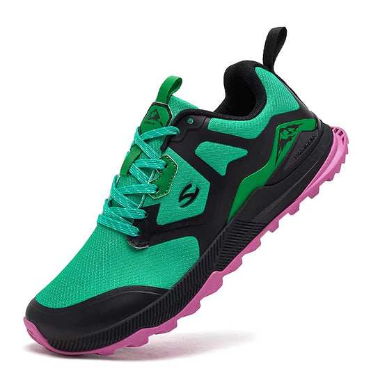 Unisex Hiking Sneakers Lace-Up Walking Shoes Outdoor Travel Artificial Leather Sneakers